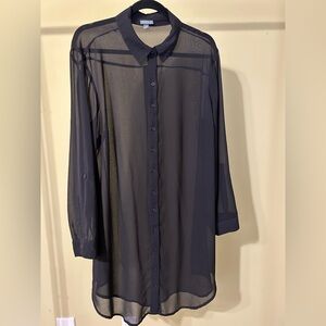 Torrid Black Sheer Button Down Shirt